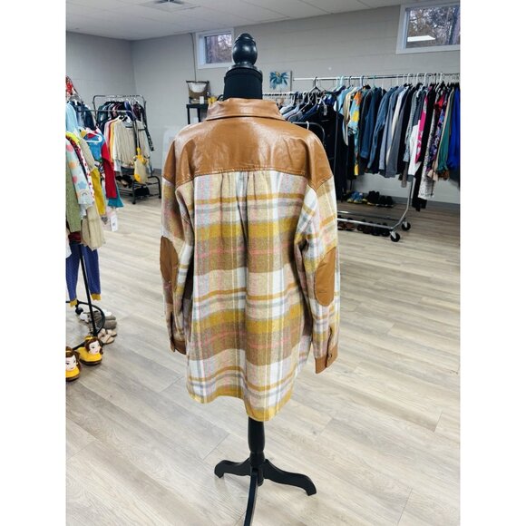 Easel A Forever Thing Contrast Button-Down Shacket  Flannel Size L - Picture 3 of 3